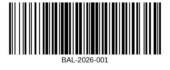 Exemplo de código Code 128 BAL-2026-001