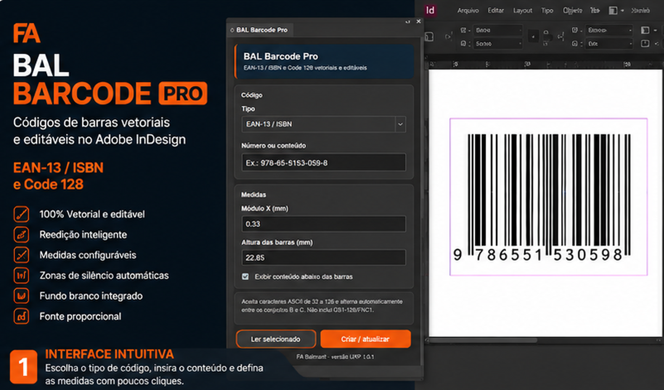 Visão geral da interface do BAL Barcode Pro